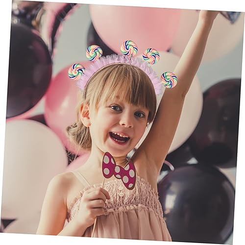 Miniatura 6 de 4 diademas de princesa con diseño de piruletas para niños, diadema de dibujos animados para fiesta, cabeza de piruleta, decoración para el cabello,
