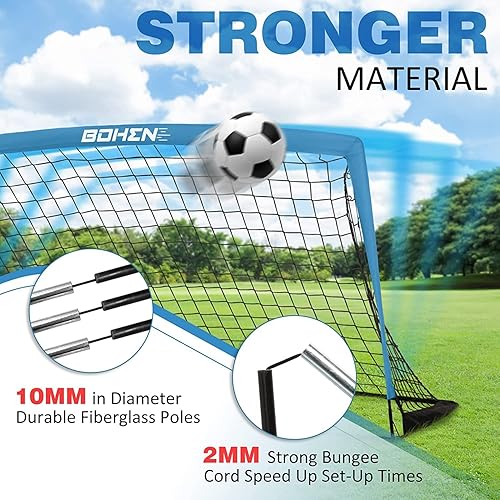 Miniatura 2 de BOHEN 6x4 FT Kids Soccer Goals with Carry Bag, Portable Folding Soccer Net for Backyard Training, IndoorOutdoor Use for Youth and Adult