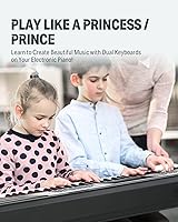 Vista 6 de Donner Piano de teclado de 61 teclas, kit de teclado de piano eléctrico con 249 voces, 249 ritmos, incluye soporte para piano, taburete, micrófono