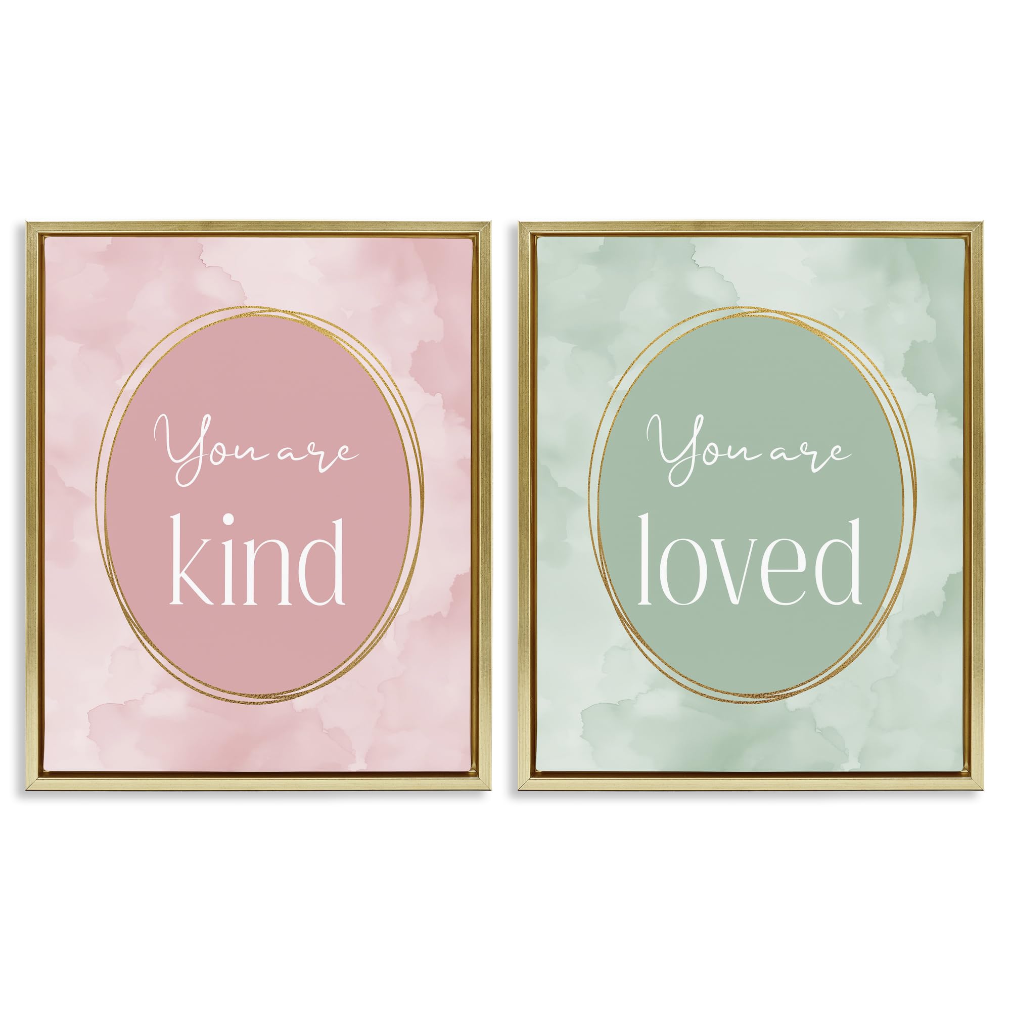 Stupell Industries 'Pastel Golden Affirmations', 2pc Floating Frame Art Set 2, Gold, 25 x 31 Inches, Easy to Hang and Sturdy, Made in USA, by Christine Simpson Art