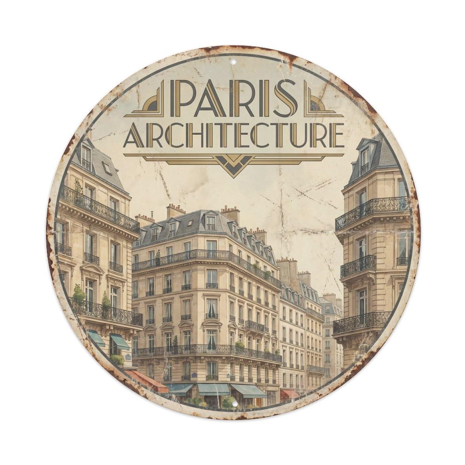 Vintage Travel Parisian Architecture Europe Metal Tin Sign Plaque