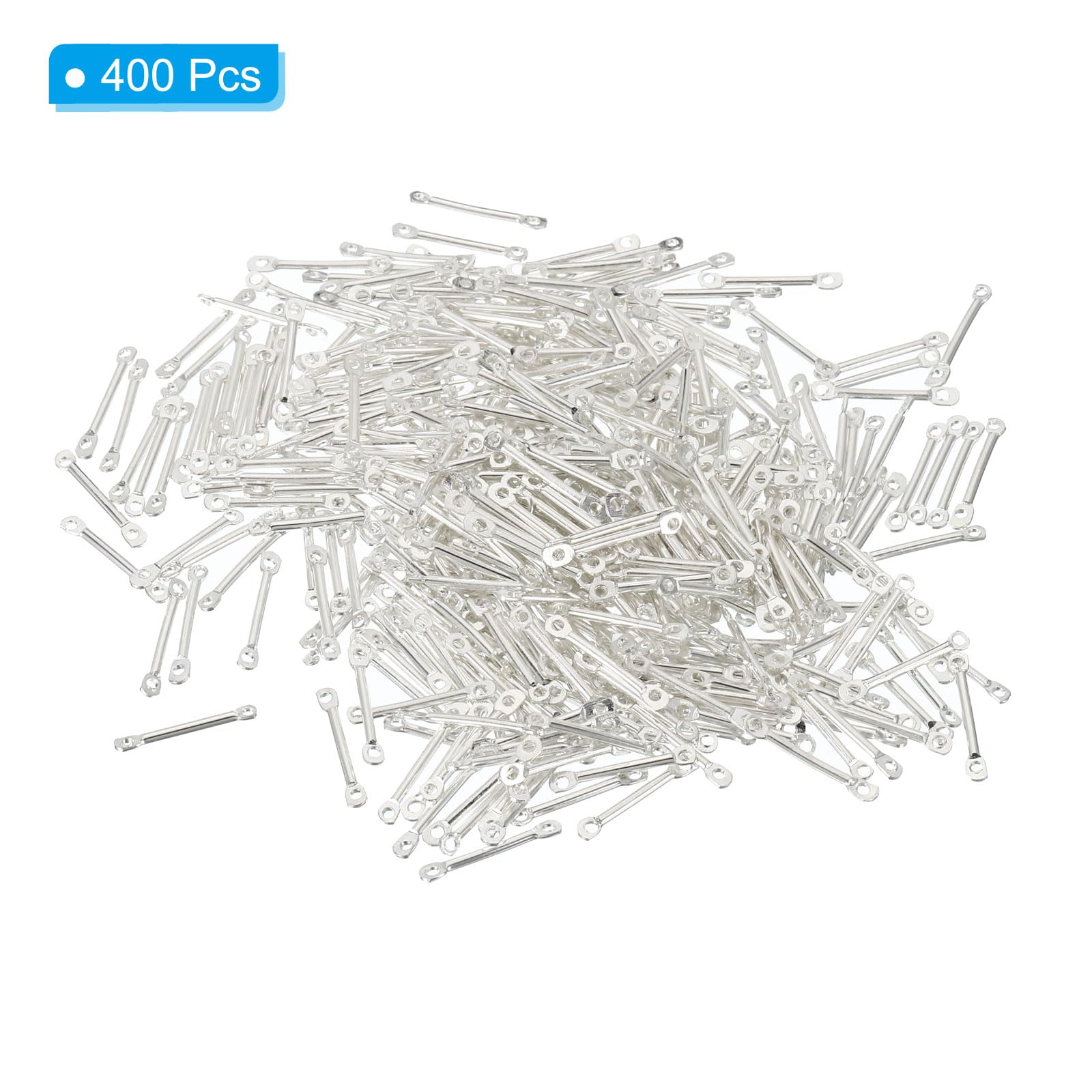 PATIKIL Bar Links for Jewelry Making 400 Pcs 15mm/0.59" Stick Strip Earring Connectors 2 Hole for Earring Necklace Bracelet DIY Silver - Image 3