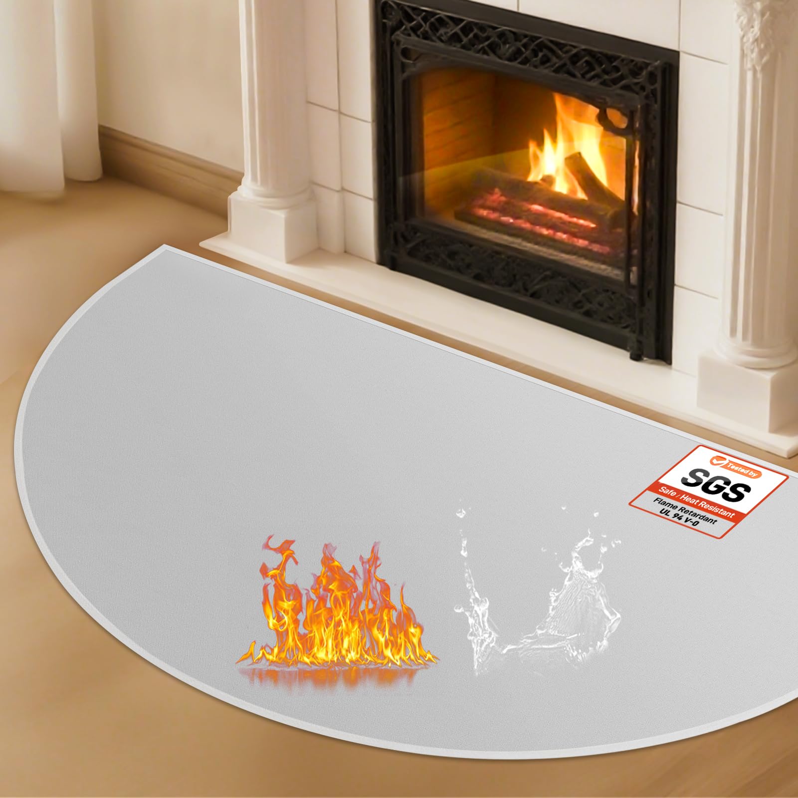 TOHONFOO Fireplace Mat for Home Protection, 3'4'' x 2'6'' x 0.04'', Grey