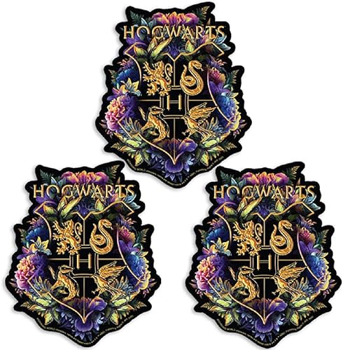 Paper House Productions Harry Potter Floral Hogwarts Crest Troquelado 3" Vinilo Adhesivo 3-Pack