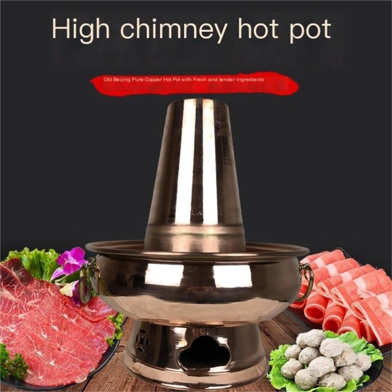 INUUXLG Chinese Hot Pot Copper Hot Pot Hot Pot Old-Fashioned Chinese Shabu Hot Pot for Home Family Cookware Hot Pot (A-36cm (A 36cm)