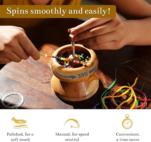 Miniatura 2 de SHOP LC DELIVERING JOY Cuenco giratorio de cuentas de semillas  Spinner de cuentas de madera para hacer joyas con cuentas de semillas y aguja de