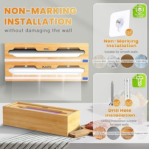 Miniatura 4 de YITOBA Organizador de bolsas Ziplock 6 en 1 con organizador de papel de aluminio y plástico, dispensador de papel de aluminio extendido, organizador