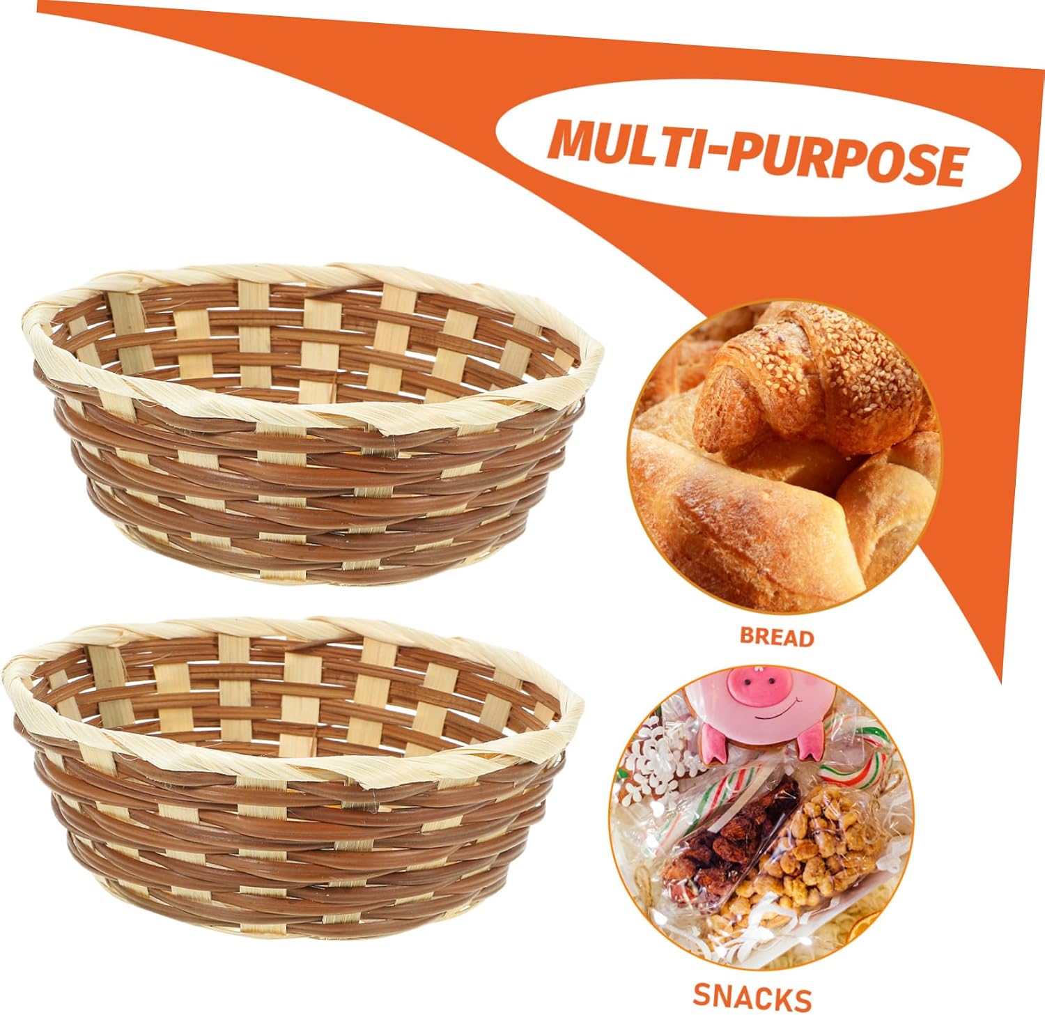 SOLUSTRE 12pcs Bamboo Fruit Baskets Bread Storage Kitchen Serving Baskets Pantry Woven Fruit Home Storage