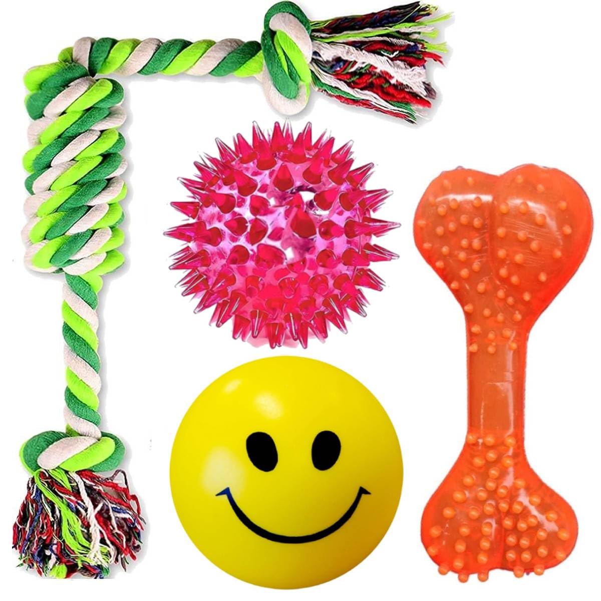 PETZLUV Dog Ball & Chew Toys Combo Pack – Durable Rubber Spike Ball, Squeaky Toy, Soft Foam Ball, and Interactive Chew Rope Toys – Perfect for Fetch, and Playtime (B0DFTTV7RS) Amazon Price History, Amazon Price Tracker