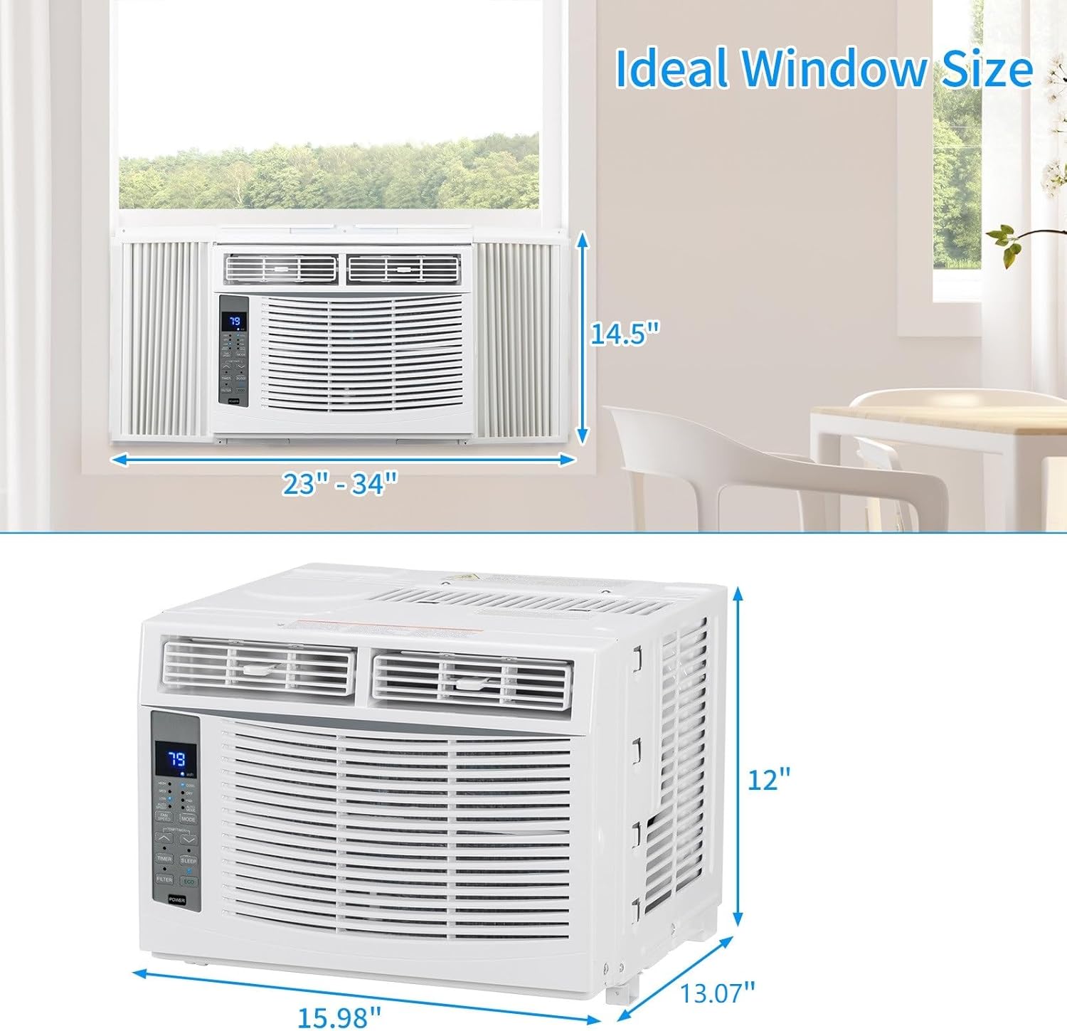ROVSUN 6000 BTU Window Air Conditioner, 3-in-1 AC Unit for Window, Works As Cooler, Dehumidifier & Fan with Timer, Sleep/ECO Mode & Installation Kit, Cooling Rooms up to 250 Sq. Ft, 115V/60Hz