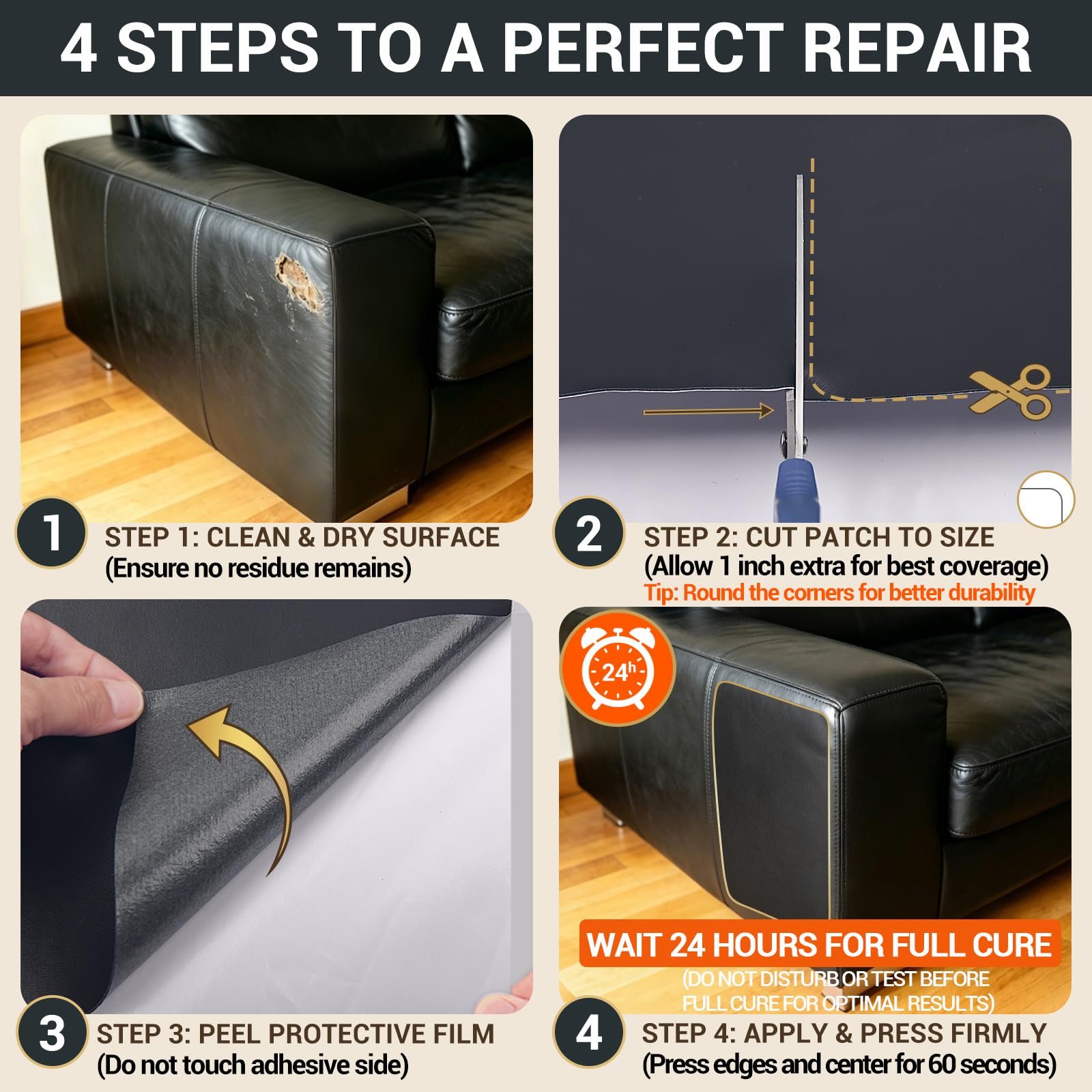 Parche de reparación de cuero autoadhesivo, parches de cuero para muebles, cinta de reparación de cuero para sofá, asiento de coche, silla, reparación de muebles, kit de reparación de cuero (grano de