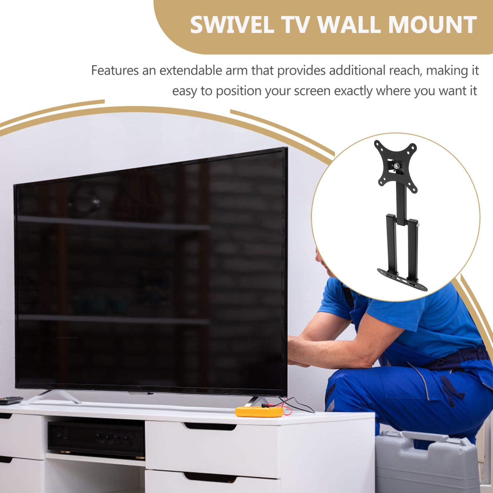LALAFINA Supporto da Parete Tv e Monitor Lcd con Rotazione 360° Braccio Estensibile Staffa Ultra Sottile per LED Tv e Schermi da Computer