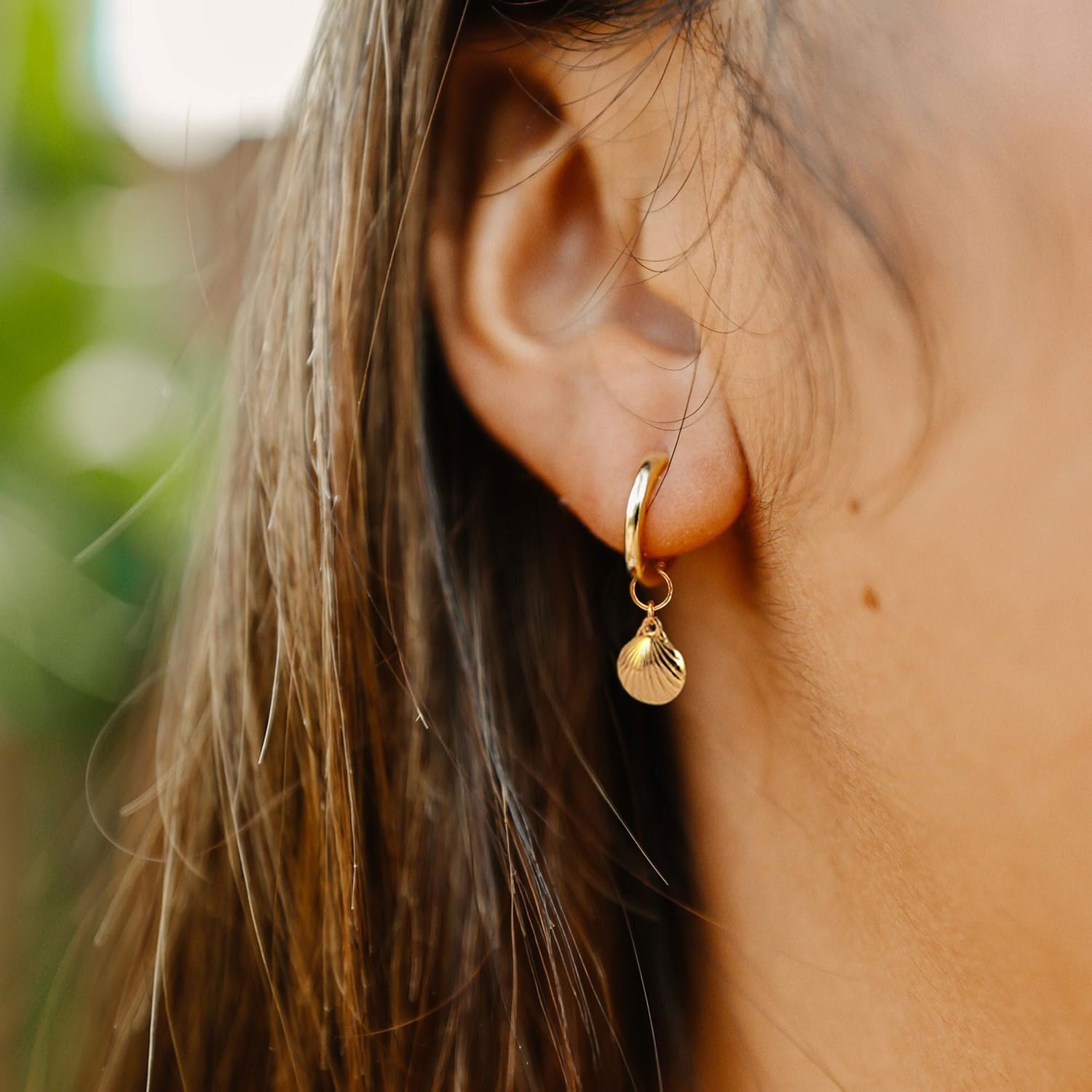 Huggie Earrings-14k Gold Plated Bee Feather Moon Star Leaf Cross Starfish Snakle Heart Shell Drop Huggie Hoop Earrings For Women - Image 4