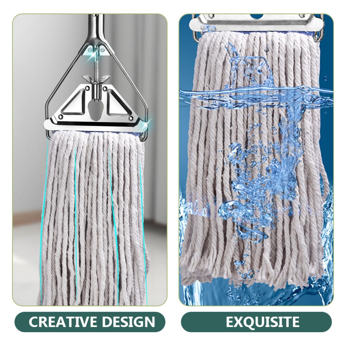 Artibetter Fregona de Algodón y Diseño sin Mango de Aleación de para Limpieza de Suelos de Azulejos y Madera para Uso Hogar