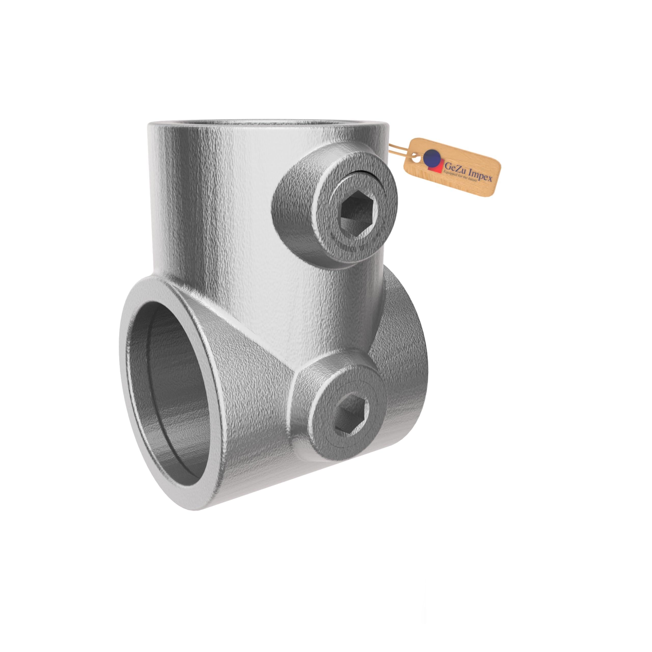 Gezu Impex Galvanised Short Tee Tube Clamp Ø 27 Mm Hot Dip Silver T Connector Pipe Fitting Tube For Tubular Assemblies