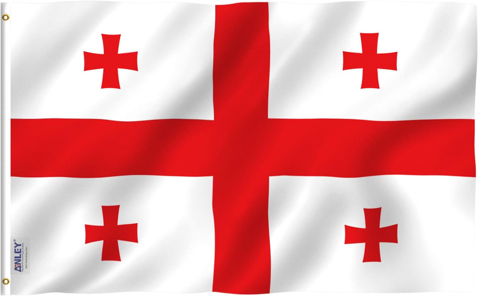 ANLEY Fly Breeze 3x5 Feet Georgia Flag - Vivid Color and Fade proof - Canvas Header and Double Stitched - Republic of Georgia Flags Polyester with Brass Grommets 3 X 5 FT