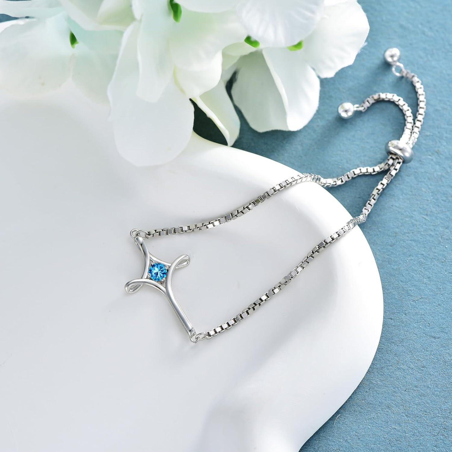 TOUPOP Birthstone Cross Bracelet for Women 925 Sterling Silver Cross Infinity Bracelet Fine Jewelry Birthday Valentines Day Gifts for Her Girlfriend Wife - Image 5