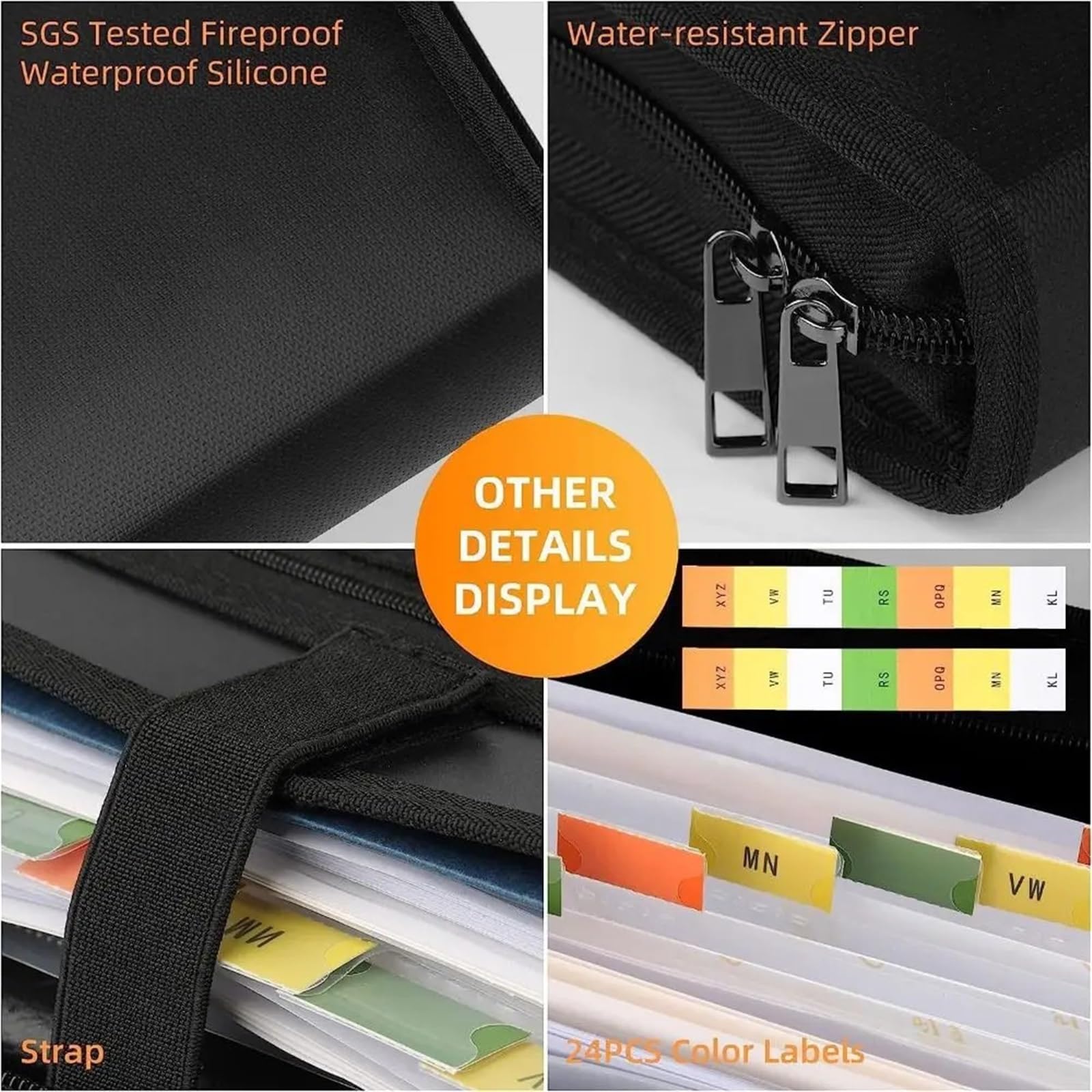 Carpeta De Archivos Expandible Incombustible Cremallera Impermeable Para Escritorio