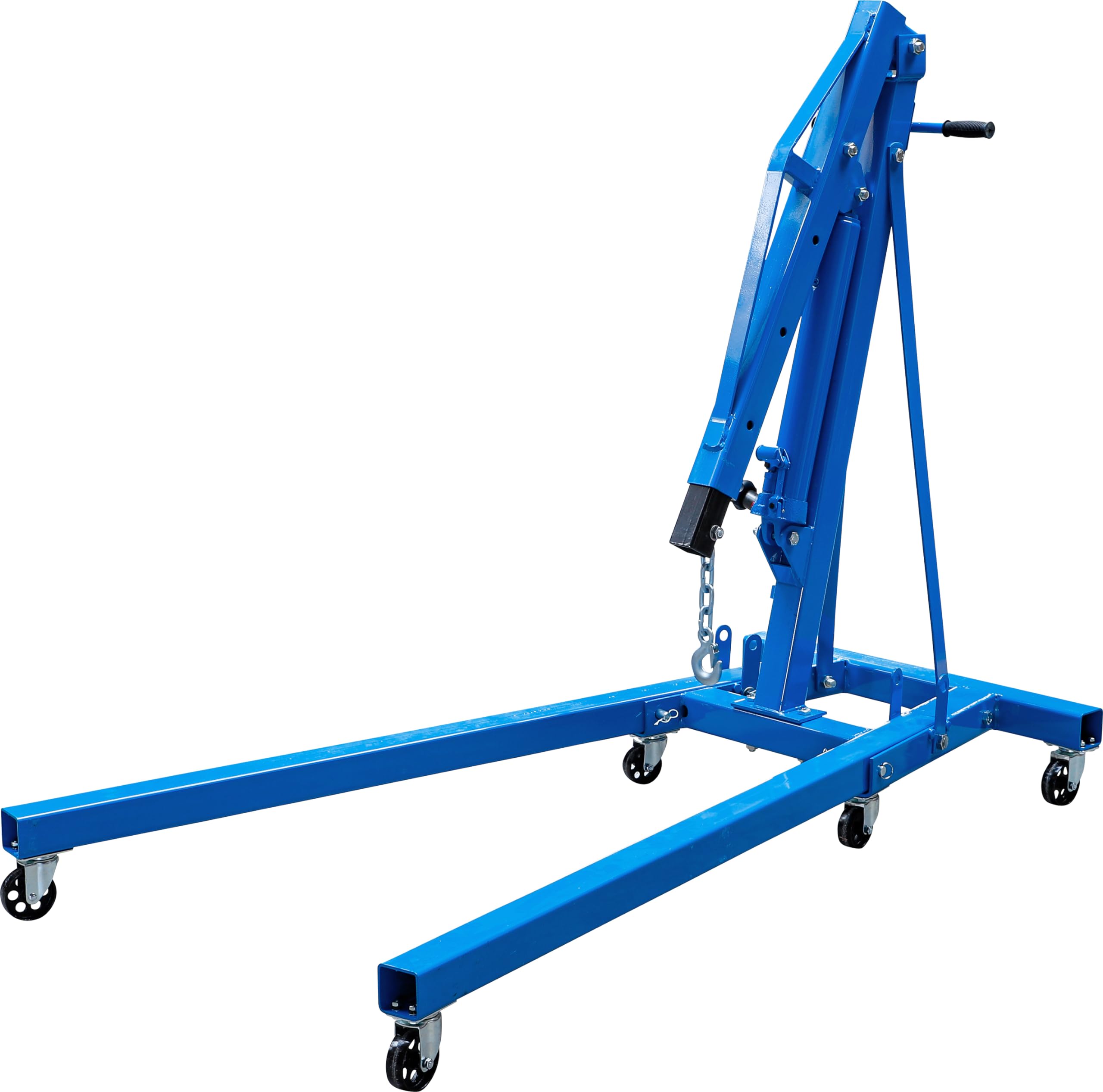 BGS 70183 | Motorkran 2000 kg | Werkstattkran | faltbar | hydraulisch | Teleskop-Kranausleger 4-fach verstellbar | Hubbereich 25 - 2445 mm | Sicherheits-Lasthaken | 2 Rollen, 4 Lastenlenkrollen