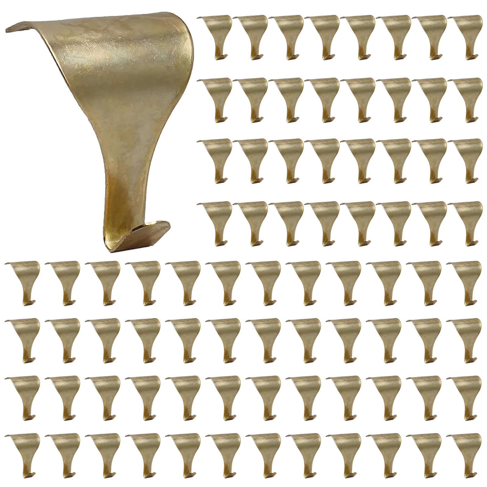 Kikaword Gold 80 Pcs Picture Rail Hooks,Moulding Hook,Picture Hanging Hooks,Picturerail Hangers,For Dado Rails,Antique Style Moulding Hook For Photos,Billboards,Protects Walls & Frames