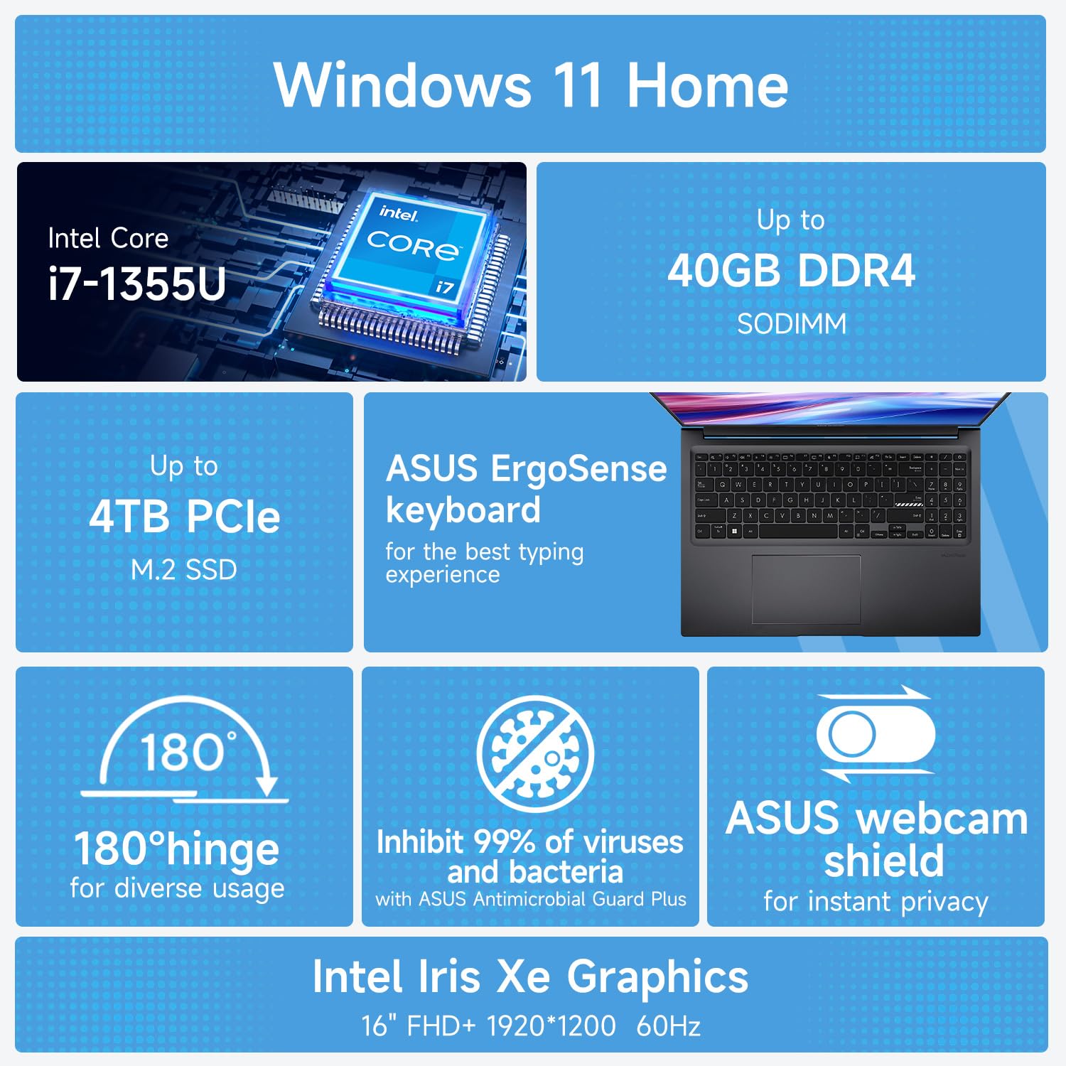 Amazon.com: ASUS Vivobook 16 F1605 Laptop, 16