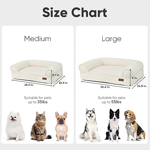 Miniatura 6 de FUKUMARU Bonita cama para perros, sofá de pana impermeable para perros, sofá ortopédico para mascotas de 36 pulgadas para perros medianos a grandes,