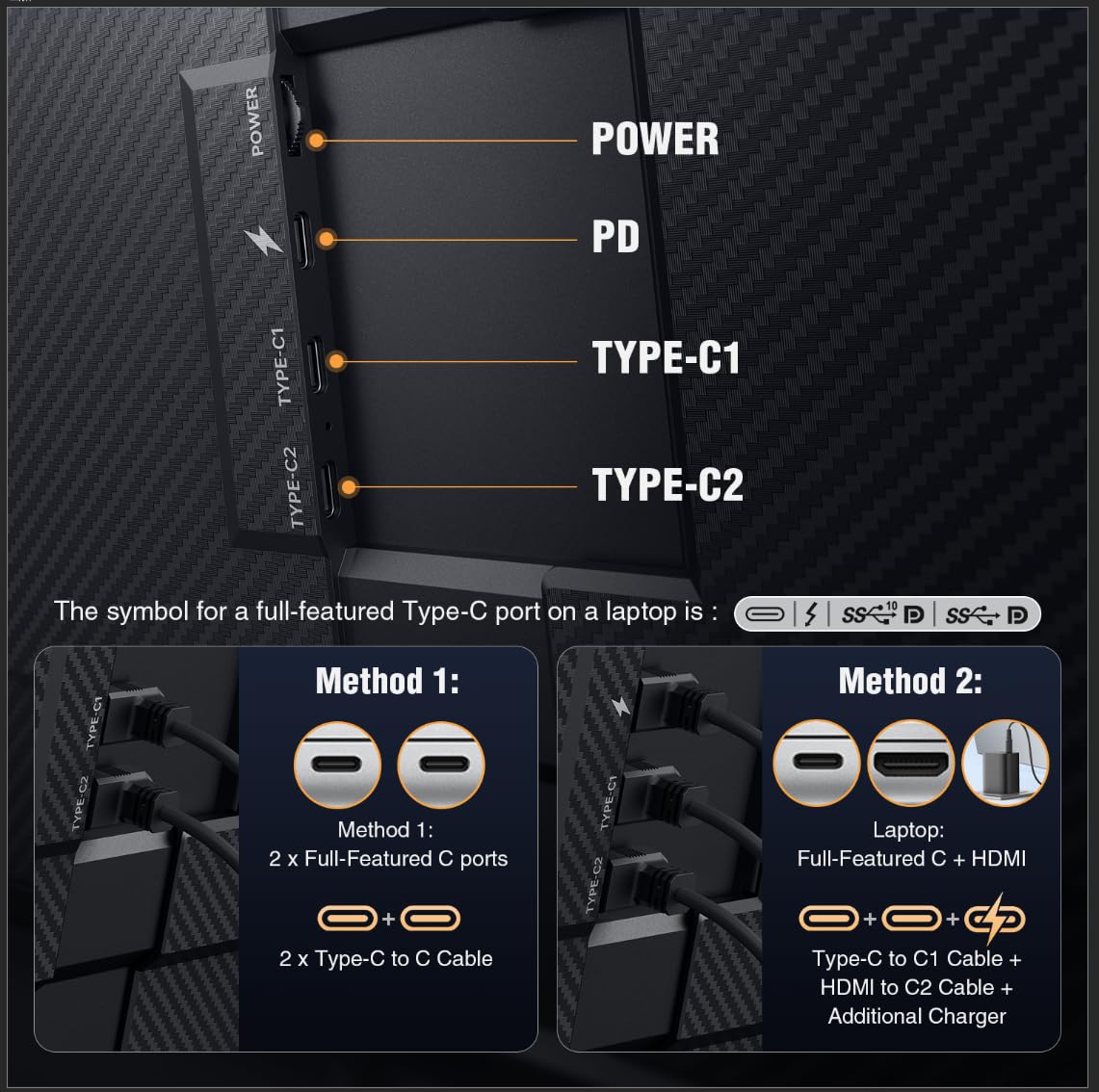 APILDELLA 15.6’’ Triple Laptop Screen Extender, 1080P FHD Portable Dual Monitor for Laptop USB C HDMI, Plug-Play Monitor Extender for Triple Display for Mac/Windows, Fit 13”-17.3” Laptops - 5