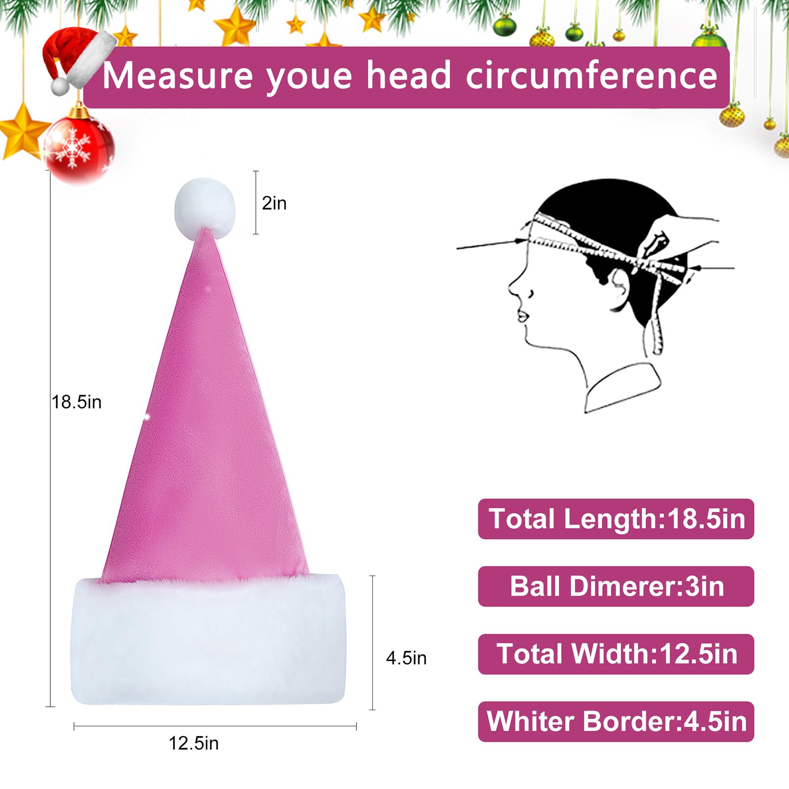 Sombreros de Papá Noel, sombrero de Navidad unisex de terciopelo para adultos, extra grueso, clásico sombrero de Navidad para fiesta festiva de Año Nuevo