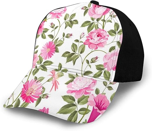 Nicokee Peonies Hat Baseball Cap Floral Rose Flower Leaf