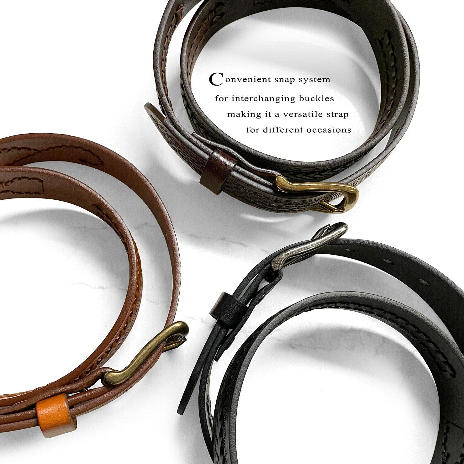 Western Hand-Braided Belt Genuine Full Grain Leather Casual Jean Belt 1-1/2"(38mm) Wide, Assembled in the U.S - Image 6