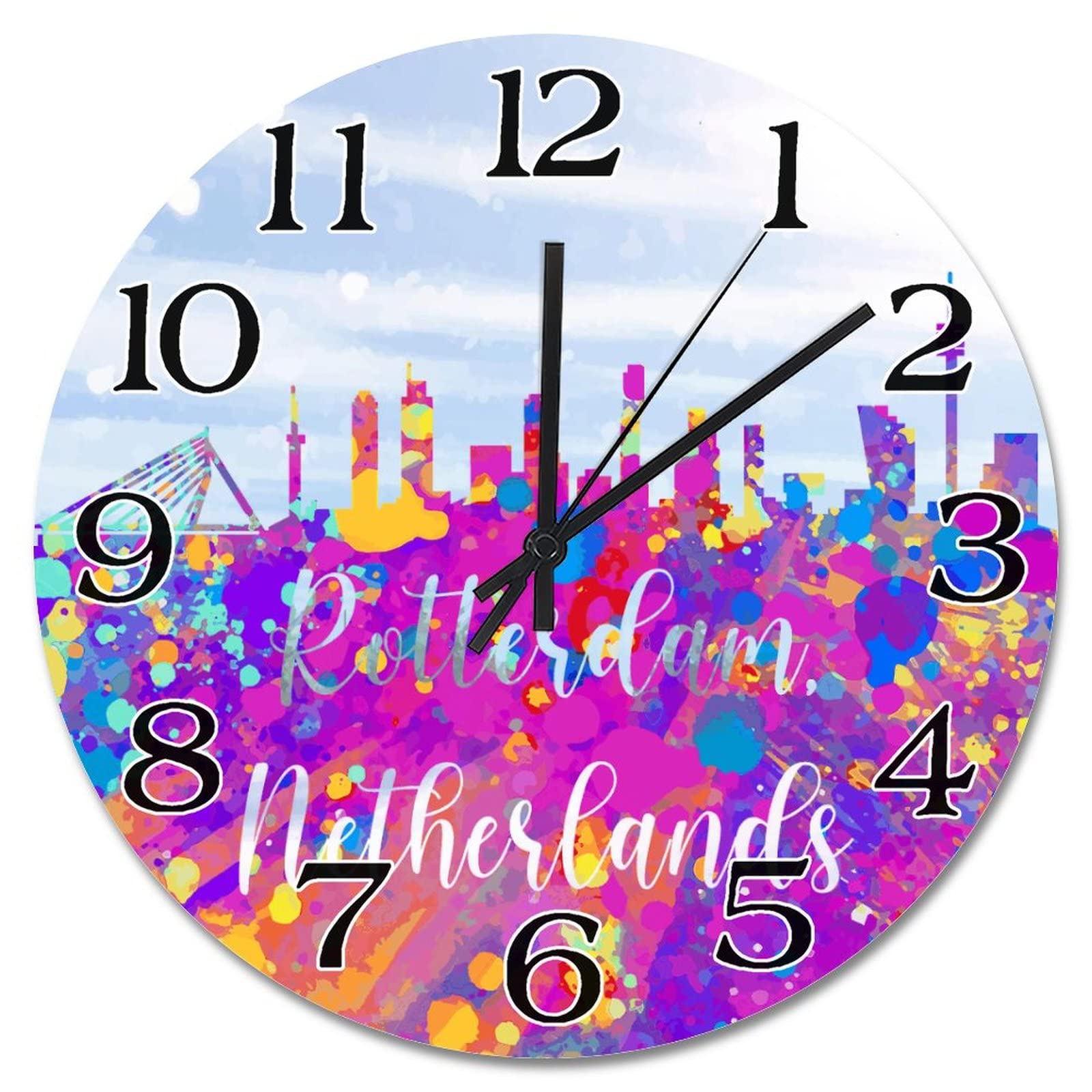 Horloge murale Rotterdam silencieuse grande pendule à piles sans bruit 38cm