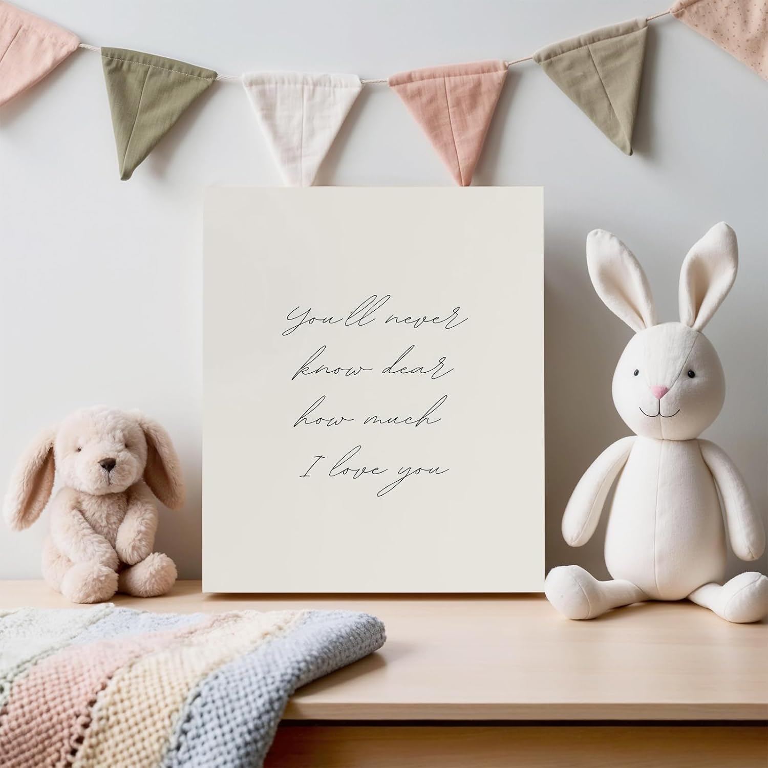 Framed Vintage Nursery Wall Art Farmhouse Kid's Room Decor Print Vintage Baby Love Quote Poster Baby Girl & Boy Nursery Wall Decor Toddler Room Bedroom Playroom Decoration, 12"x16" Ready to Hang
