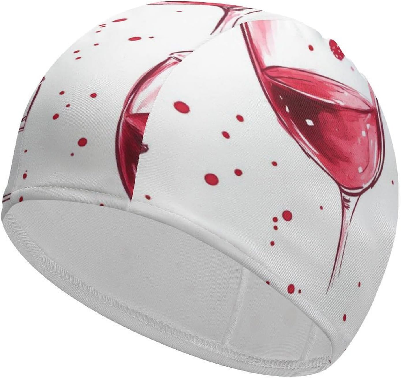 Red Wine Glasses Bloods Womens Swim Cap for Men Adult Swimming Hat Curly Short Medium Long Hair