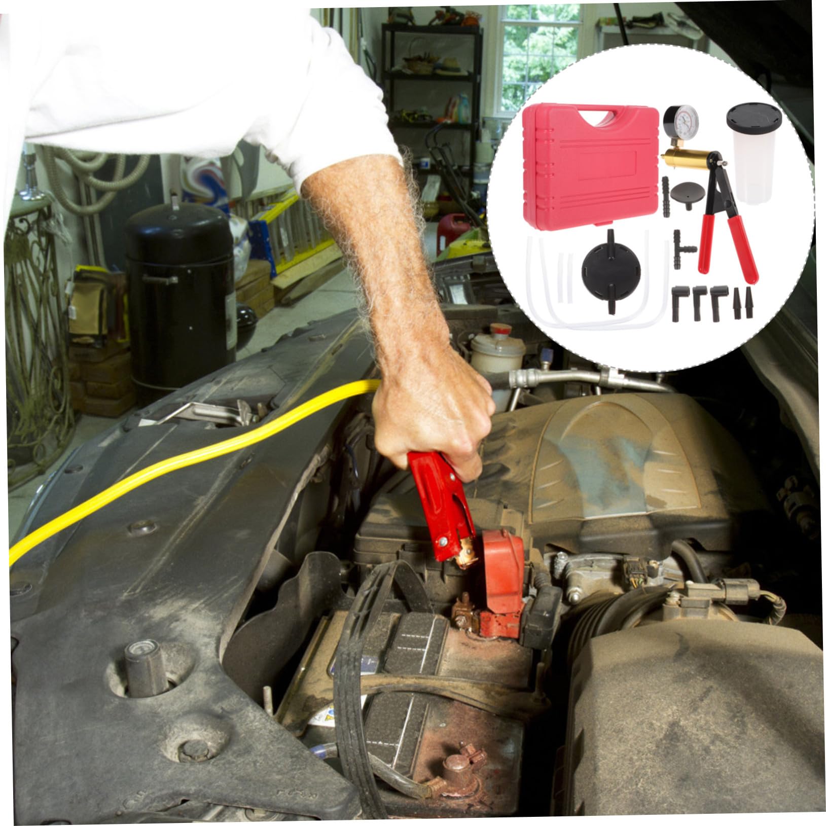 OUNONA Bomba de Vacío Manual para Coche Kit de Purga de Frenos Herramientas Manuales Líquido para Purga de Frenos Taller