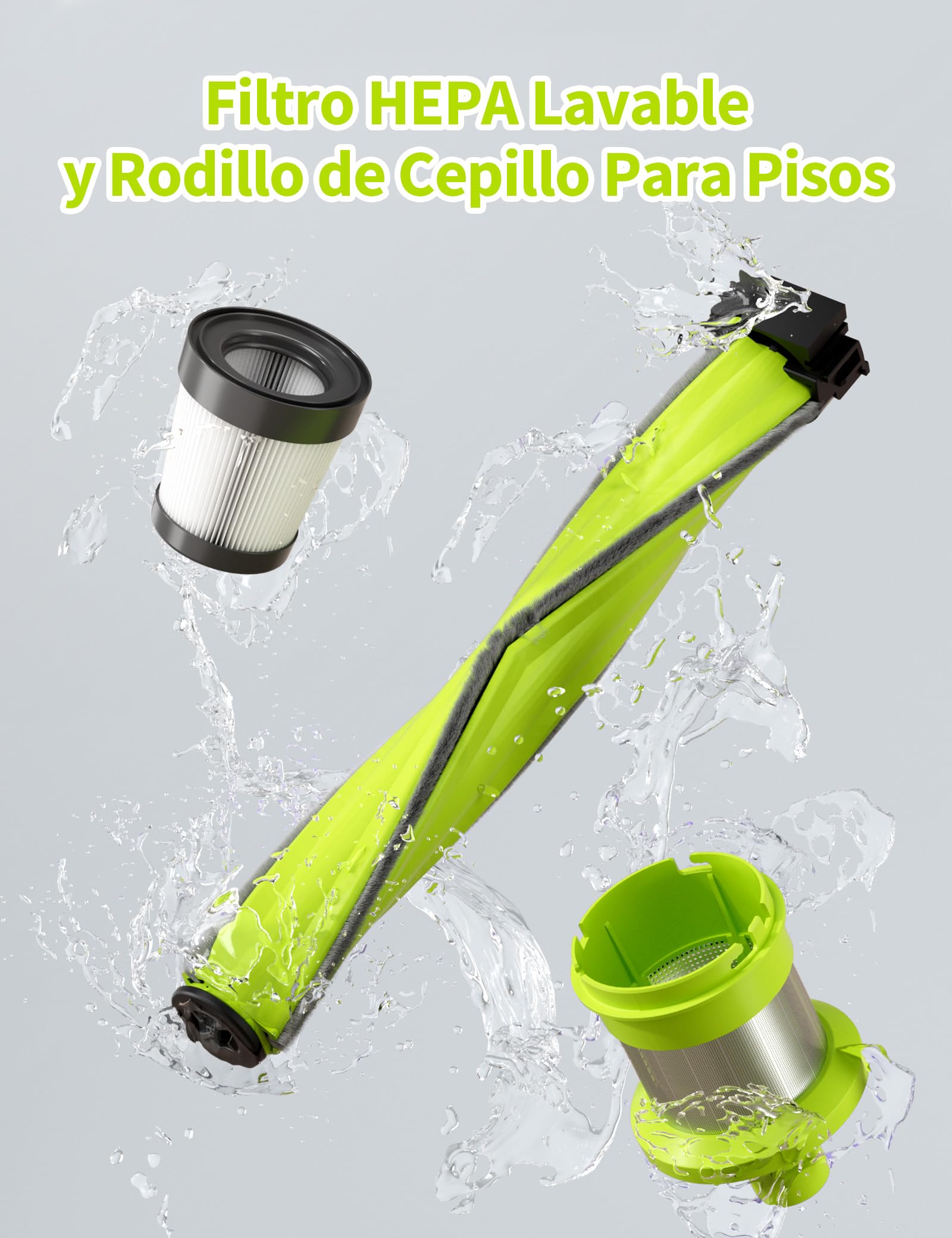kalado Aspiradora Sin Cable, 26KPa Aspirador Escoba Inalámbrica con Pantalla LED, Batería Extraíble, 40 Minutos de Duración, Aspiradoras para Mascotas con Cepillo LED