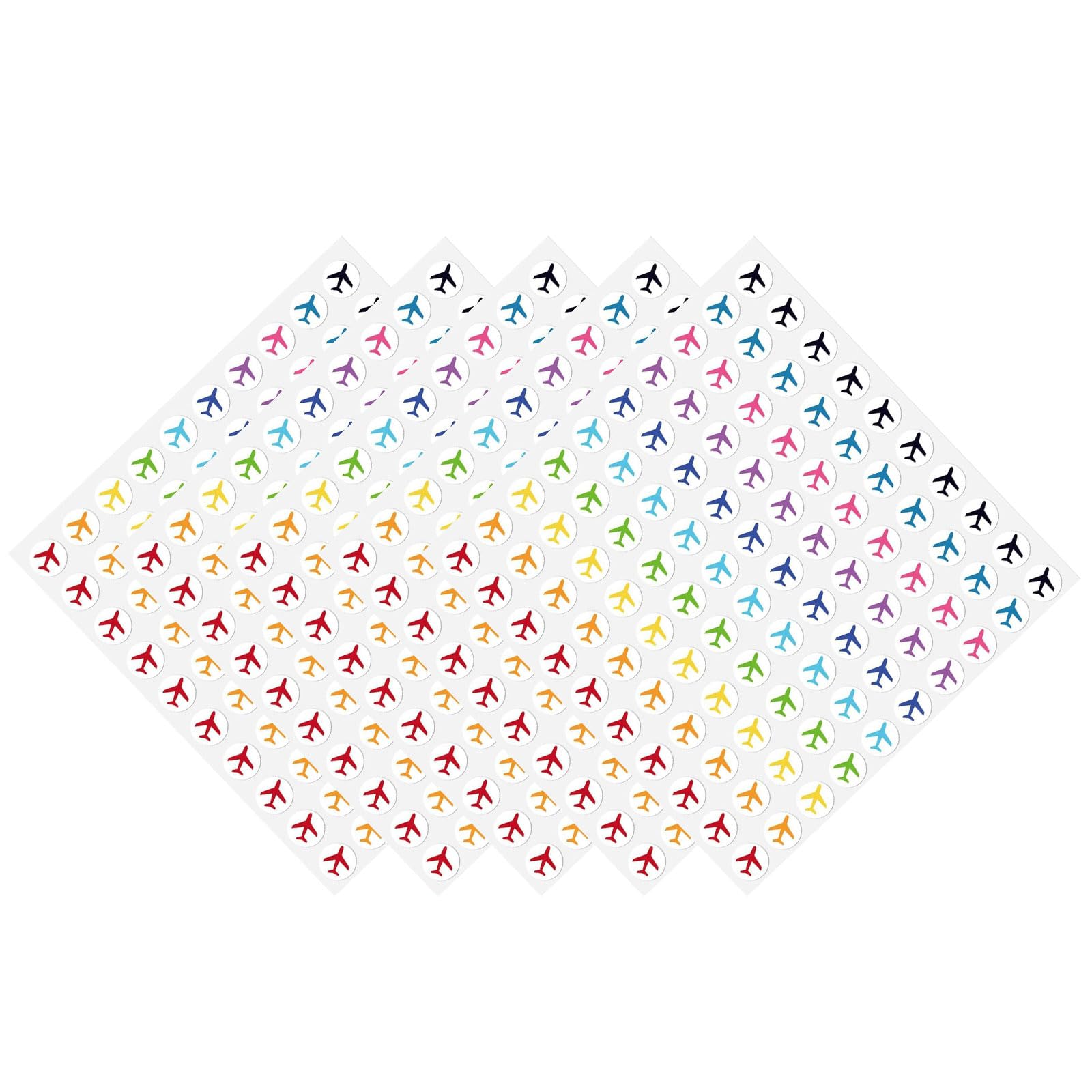 LUCKGONI 500Pcs Colorful Travel Airplanes Planner Sticker Set Small Trip Plane Labels For Creative Journey Tracking Decoration