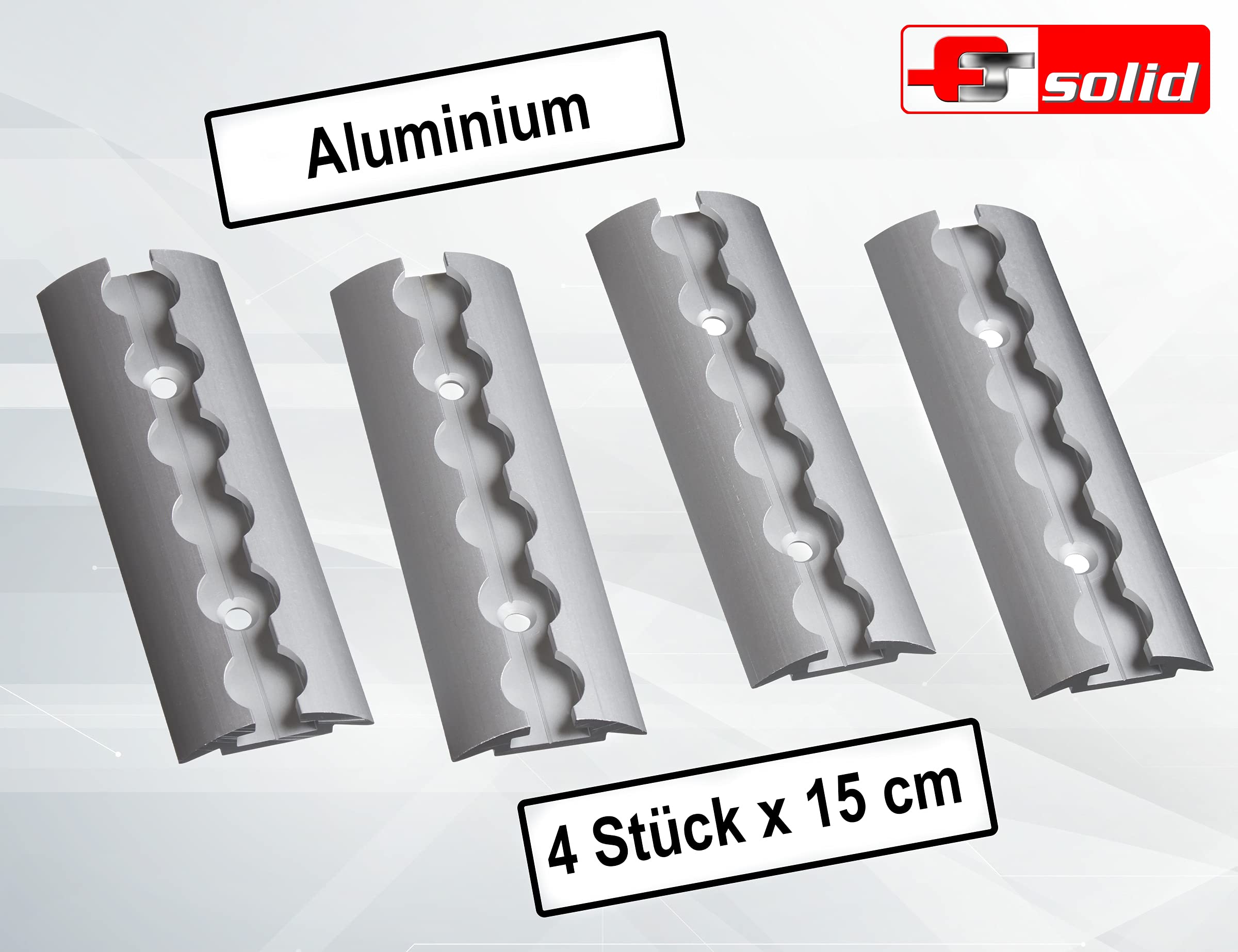 FTsolid 4 x 15 cm aluminium airline-rail, sjorrail, ronde halfronde vorm met boringen, ladingbeveiliging, aluminium