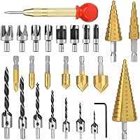 Jogo de Brocas Escalonadas 26 Peças,com Corte Lateral,Brocas Aço Rápido Para Metal para Madeira, Metal, Alumínio, Cobre e Plástico