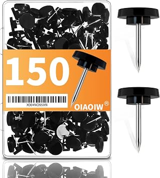 150 PCS Black Flat Push Pins for Wall Thumb Tacks for Walls Flat thumbtacks Push pin for Bulletin Board Shadow Box Display Thumbtack for Cork Board