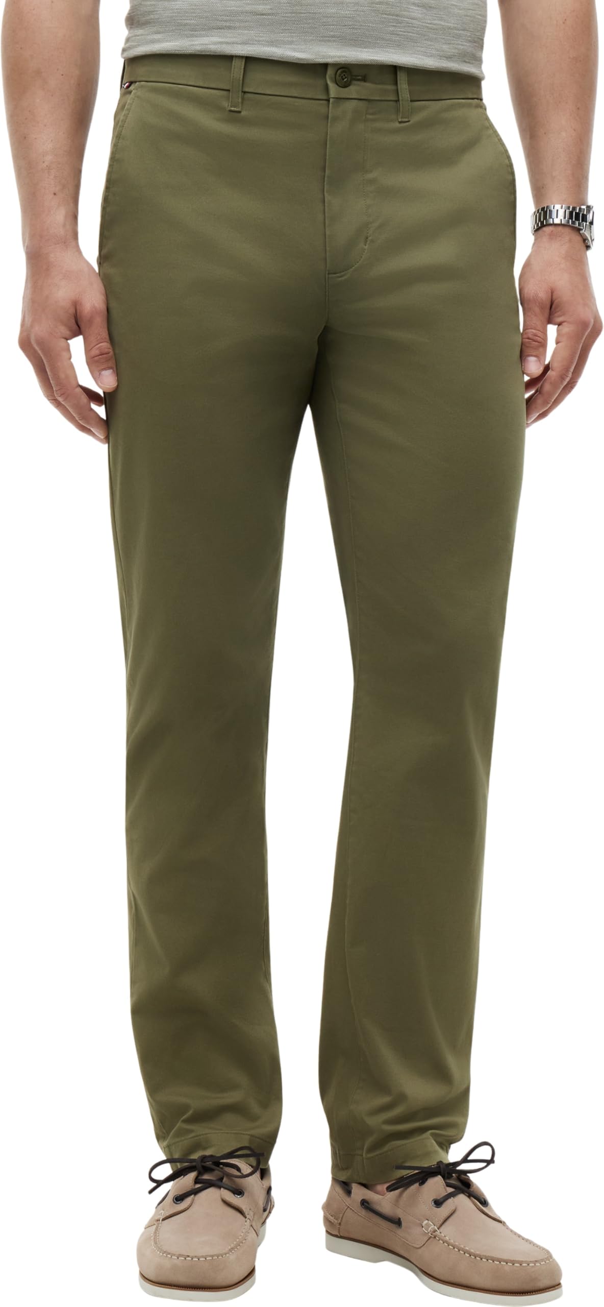 Tommy Hilfiger Pantalones Chino para Hombre Denton Straight Fit, Verde (Dark Artichoke), 29W/34L