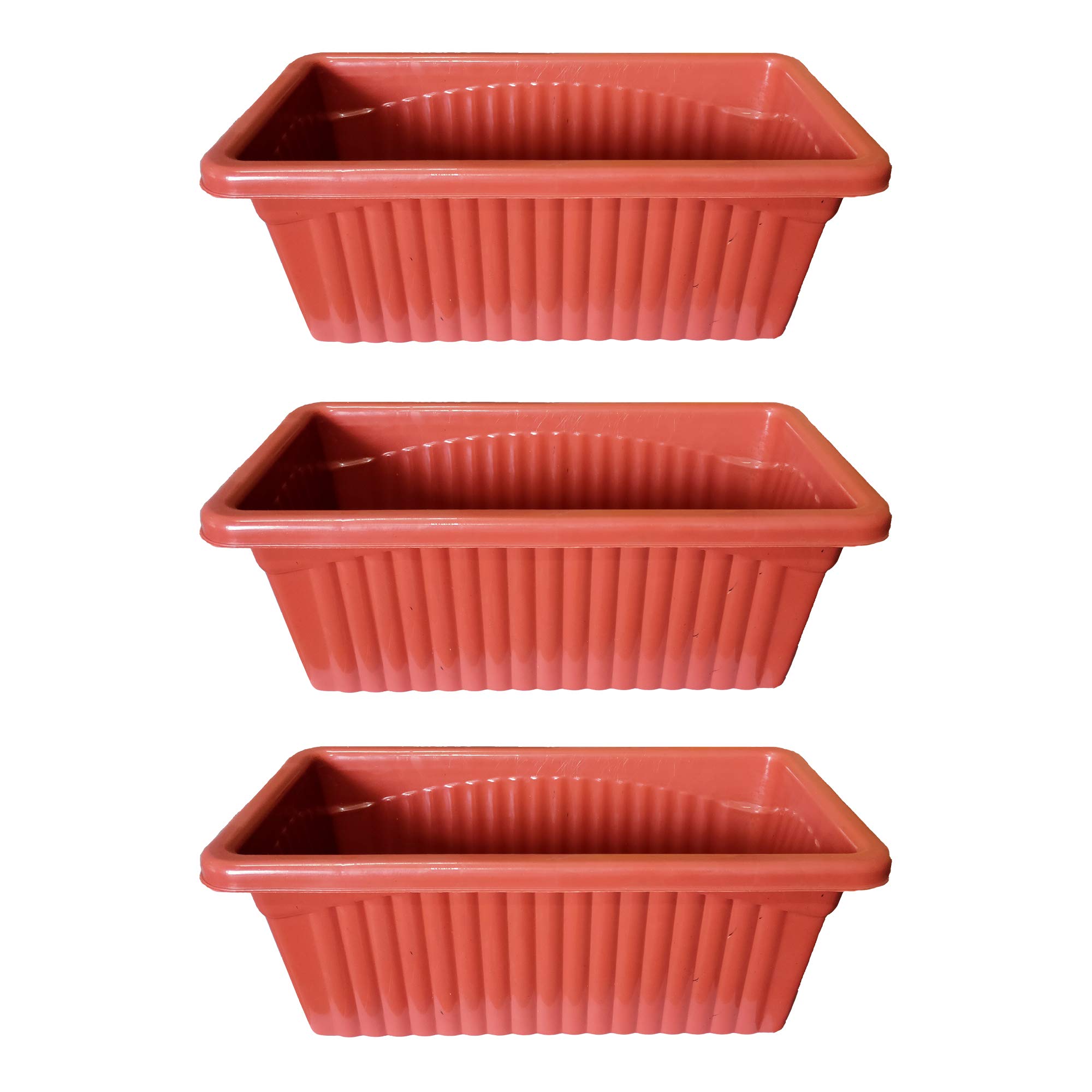 Kalfo Rectangular Jupiter Planter Pot Brown Plastic Kisti (Size-14 Inch, Color: Brown, Pack of 3) (B08TWRPPP5) Amazon Price History, Amazon Price Tracker