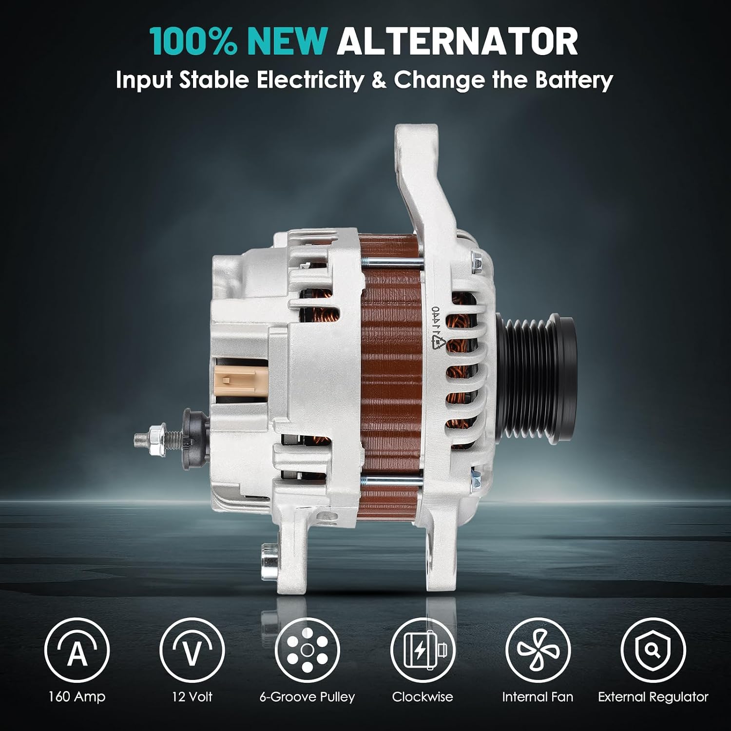 11440 Car Alternators Fit for Dodge Journey 2009-2020 L4 2.4L 2360cc 144cid Automotive Replacement Alternators A2TX0281, 4801490AA, 4801490AD, 04801490AA 160 Amp Alternator, 6-Groove Pulley