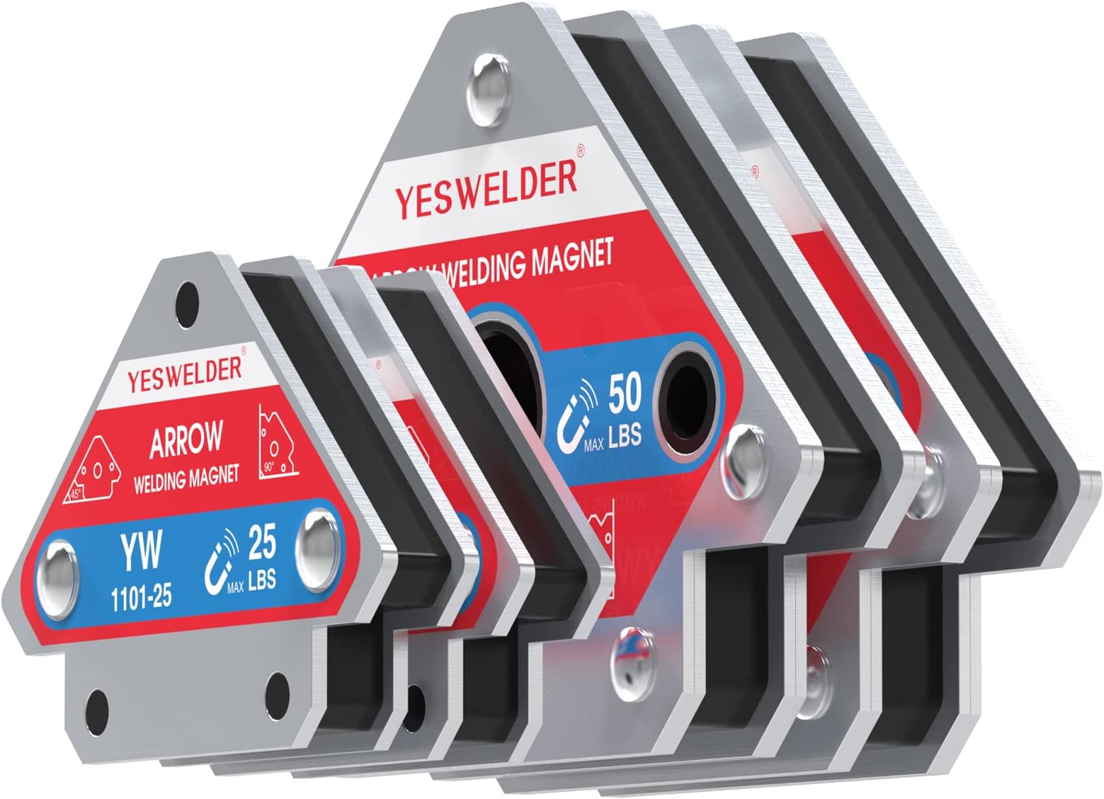 YESWELDER 25 LB & 50LB Welding Magnet-4 Pieces of Magnetic Welding Holder 25 LBS /50 LBs Holding Power Welding Accessories