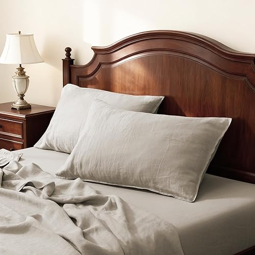 Miniatura 103 de S VICTORY SYMBOL 100% Organic Linen Pillowcases 20"x30" Set of 2,French Natural Flax Soft Durable Pillowshams Sandy Beige,Standard