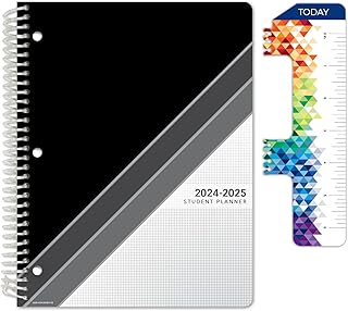 Global Datebooks Dated Middle School or High School Student Planner for Academic Year 2024-2025 includes Ruler/Bookmark and Planning Stickers (Matrix Style