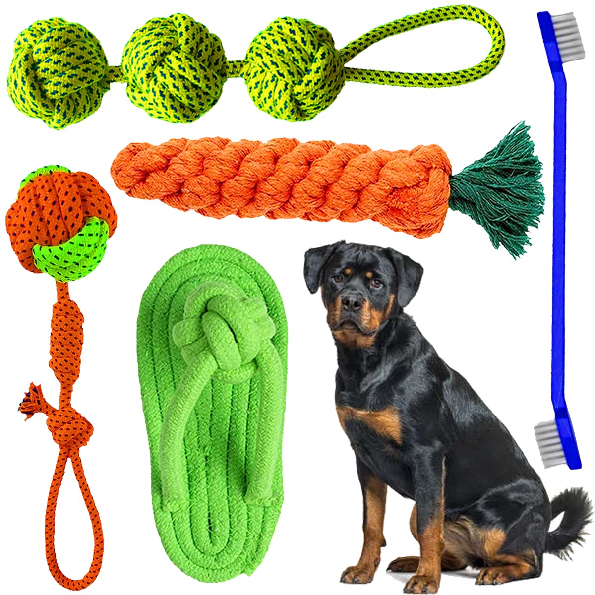 YOUHAVEDEAL Dog Chew Toys, Tough Dog Toys for Aggressive Chewers Large Breed,Heavy Duty Dental Dog Rope Toys Kit for Medium Dogs - Color May Vary (B0C1VDJ79R) Amazon Price History, Amazon Price Tracker