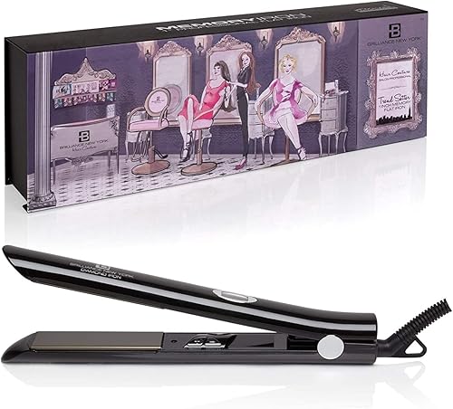 Brilliance New York - Plancha plana de titanio de 1.0in, alisadora y rizador de pelo 2 en 1, antiestática, sin encrespamiento automático, plancha