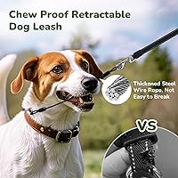 Vista 2 de Pecute 32ft Retractable Dog Leash with Poo Bag Holder, Chew Proof Dog Leash with 360° Tangle-Free Extended, Anti-Slip Handle & Quick Brake Button