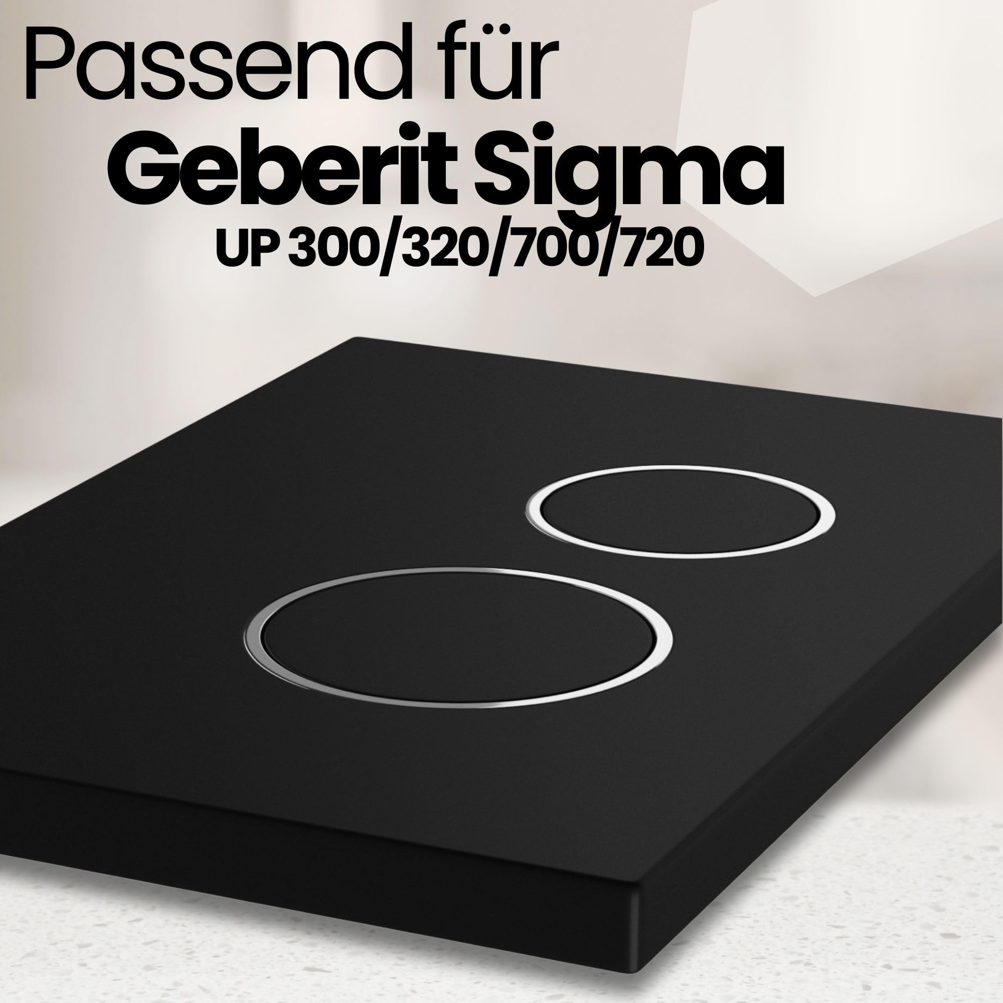 Piastra di comando per WC, adatta per Geberit Sigma, elemento a parete per cassetta di scarico Geberit Sigma UP300, UP320, UP700, UP720 (nero-cromo, plastica)