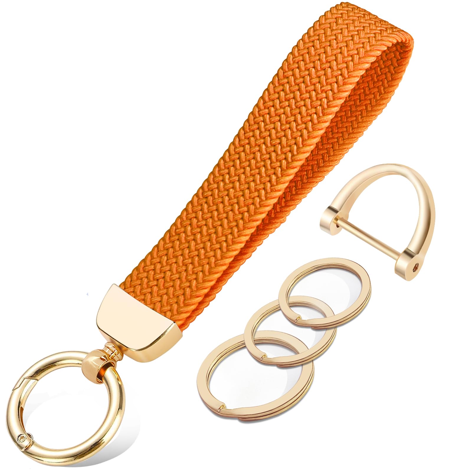 BuitBoll Stretchy Wristlet Keychain, Cute Key Chain Woven Wrist Lanyard Strap Keys Holder for Women Girl Men